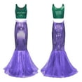 thumbnail image 5 of Yeahdor Womens Halloween Mermaid Fancy Dress Costume Cropped Tank Top with Cascading Ruffle Long Skirt Green&Purple XL, 5 of 6