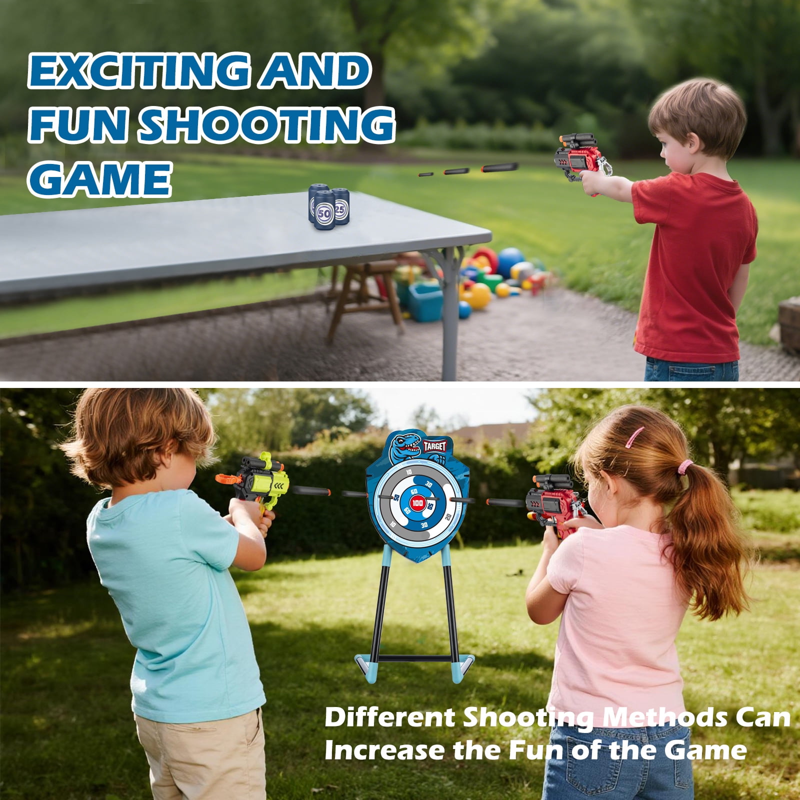 LED Standing Target Archery Set with Bow & Arrows for Kids 4-12 Years Old, Outdoor Sports Toy Boys & Girls (Blue/Green)