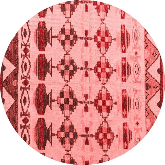 Ahgly Company Indoor Round Abstract Red Modern Area Rugs, 8' Round