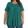 thumbnail image 2 of Plebaso Hauts pour Femmes Grande Taille Manches Courtes Blouses Plissées Décontractées Col Rond Été Tuniques Amples, 2 of 6