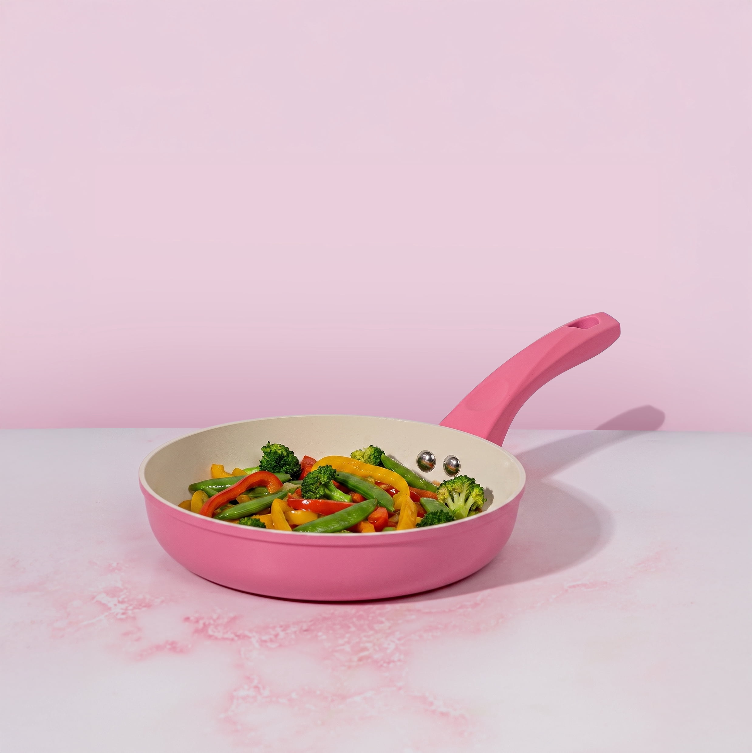 Paris Hilton 8-Inch Ceramic Nonstick Fry Pan, Cast Aluminum, Clean Ceramic Nonstick Coating, Dishwasher Safe, Pink