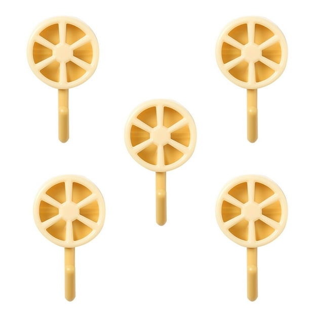 Kearding 5 ganchos de almacenamiento con forma de limón, perchas de pared impermeables y pegajosas para cocina y baño Almacenamiento y organización del hogar Amarillo