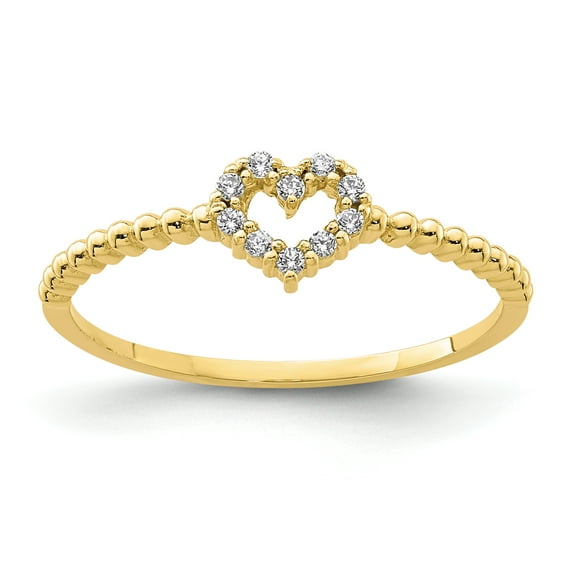 Primal Gold 10 Karat Yellow Gold Heart Solid CZ Ring
