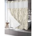 thumbnail image 3 of No Hook Shower Curtain with Snap-in Liner, Green Botanical Waterproof Fabric Bathroom Curtains, Pastoral Elegant Spring Floral Rustic Bath Curtains & Mesh Top Window Standard 72"x72", 3 of 9