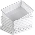 thumbnail image 2 of Eslite Panier de Rangement en Plastique Format A4, Plateau Organisateur pour Dossiers, Papier et Lettres de Bureau, 6 Paquets (Blanc), 2 of 4
