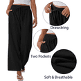 thumbnail image 3 of Gleelaud Women's Wide Leg Lounge Pants with Pockets Lightweight High Waisted Drawstring Adjustable Loose Trousers Black, 3 of 8