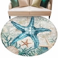 thumbnail image 2 of Teal Coastal Starfish Round Area Rug 7 FT,Non Slip Living Room Area Carpet,Vintage Summer Beach Nautical Coral Washable Soft Circular Rug Floor Carpet for Bedside Office Play Room Classroom, 2 of 9