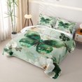 thumbnail image 3 of Homewish Watercolor Butterfly Bed Spread Queen, Chic White Blossoms Queen Coverlet Set, Green, 3pcs 1 Quilt and 2 Pillowcases, 3 of 7