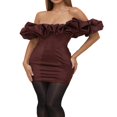 thumbnail image 2 of POINTERTECK Robe de Soirée pour Femmes Classique Couleur Unie à Volants Sans Bretelles Dos Nu Robe Formelle Noire TG, 2 of 7