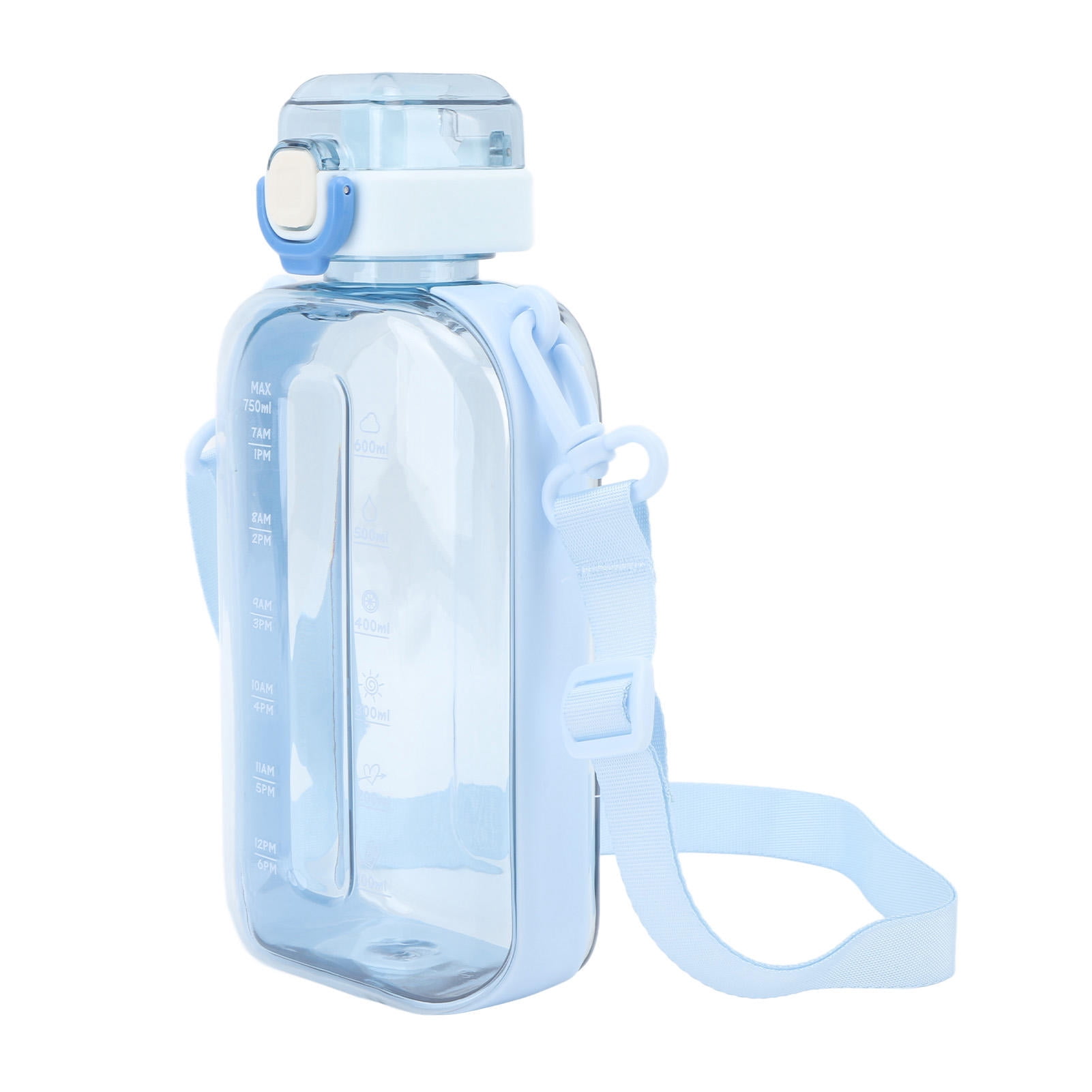 BOKYAN 750 ml Flat Water Bottle – BPA‑Free PC, Leak‑Proof, Slim & Portable with Carrying Strap, Clear Design, Ideal for Travel, Gym & Camping