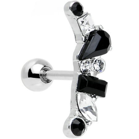 1 Inch Gauges For Ears Rasta Body Candy Steel Clear and Black Jumble of Brilliance Left Ear Cartilage Earring 16 Gauge 1/4