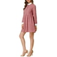 thumbnail image 4 of INSPIRE CHIC Robe-Chemise à Carreaux pour Femme à Manches Longues Boutonnée à Col Pointu TP Rose Foncé, 4 of 7