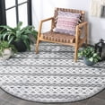 thumbnail image 3 of SAFAVIEH Cabana Ethan Geometric Indoor/Outdoor Area Rug, Black/Grey Ivory, 6'5" x 6'5" Round, 3 of 14