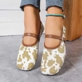 thumbnail image 4 of Green Flat Shoes For Ladies Cow Print Straight Buckle Mary Jane Soft-Sole Flats Comfortable Casual Everyday Wear Reinforced Stitching Size 43, 4 of 9