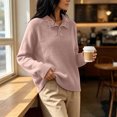 thumbnail image 5 of Staron Women's Sweaters Button Down Collared Long Sleeve Casual Comfy Knitted Ribbed Loose Fall Winter Tops Pink XXL, 5 of 7