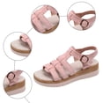 thumbnail image 5 of Rokment Womens Roman Platform Gladiator Sandals Beach Trendy Casual Suede Open Toe Buckles Chunky Wedge Fisherman Dress Heels Comfortable Walking Shoes Summer Pink Size 9, 5 of 8