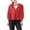 Red, variant on TGSLY Women's Hooded Jacket Lightweight Zip-Up Solid Color Fall Hoodies Relaxed Casual Puff 3/4 Sleeve Outdoor Hooded Coat with Elastic Cuffs XXXL