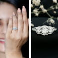 thumbnail image 3 of Rosec Jewels 3 Stone Engagement Ring - Lab Created Diamond Ring - EF-VS Quality, 14K White Gold, US 13.00, 3 of 9