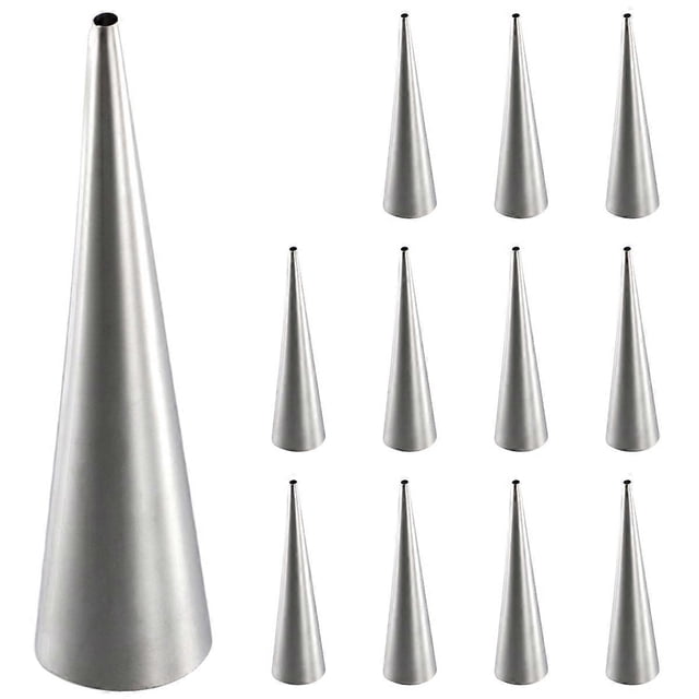 Cream Horn Molds 12Pcs Large Size Baking Cones Stainless Steel Roll Horn Forms Conical Danish Pastry