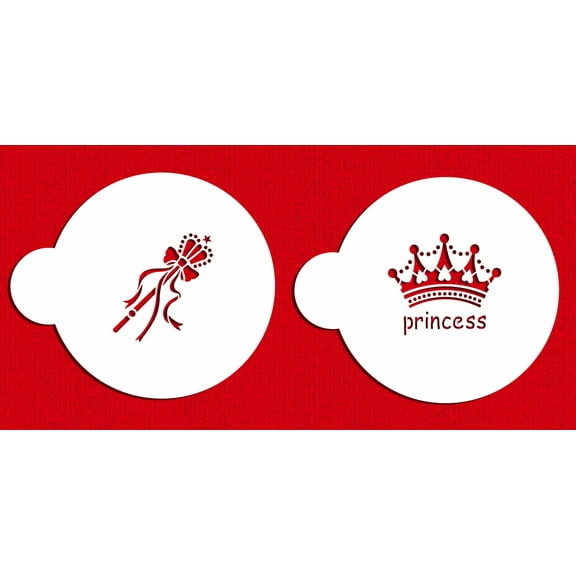 Designer Stencils C296 Princess Crown Cake Stencil, Beige/semi-transparent