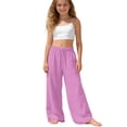 thumbnail image 2 of StSilkitty Wide Leg Pants for Girls Cotton Solid Color Mid Waist Elastic Drawstring Baggy Trousers with Pockets, 2 of 9