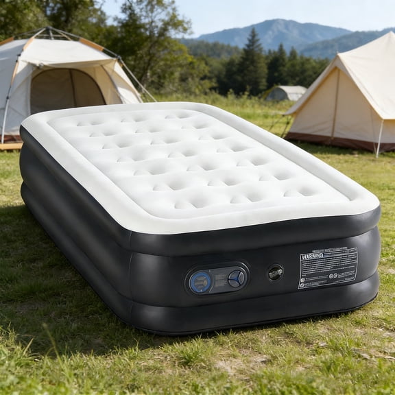 Nextay Air Mattress with Large Capacity Pump, 16'' Quick Inflatable Portable Camping Bed, Supports Up to 660 Lbs, Ideal for Family Camping, Trips, Twin Size