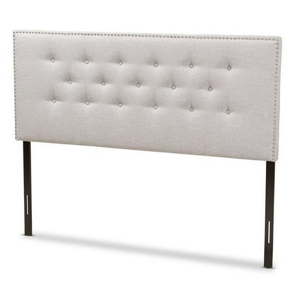 Baxton Studio BBT6691-Greyish Beige-Queen HB-H1217-14 Windsor Modern & Contemporary Greyish Beige Fabric Upholstered Queen Size Headboard
