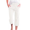 thumbnail image 1 of Women's Loose Casual Cotton Linen Long Pants Deep Red for Spring Summer, 1 of 10