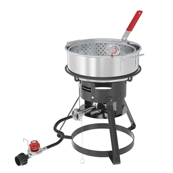 FIRE RIOT Outdoor Fryer Kit 10 Qt Pot with Adjustable Regulator, 6.7 Qt Basket, Steel Frame