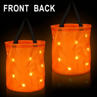 Huntermoon LED Light Halloween Candy Bags,Trick or Treat Bags Light Up Candy Bags,Reusable Bucket for Children Halloween Snack Bags,Gift Bags, Kids Unisex, Size