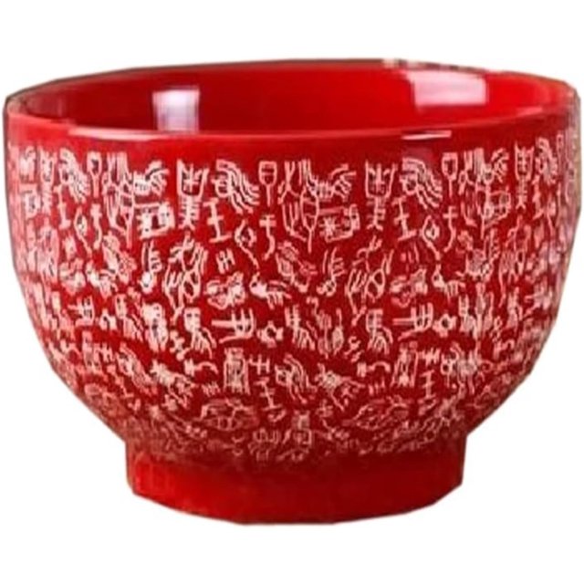 Dinner Plates, 16cm Retro Classical Ceramic Rice Bowl Tableware Personalized Noodle Bowl Soup Bowl Dinnerware Dishwasher(Red)