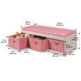thumbnail image 4 of Badger Basket Children’s Wooden 17.3 gal Toy Storage Bench with Cushion and Fabric Bins, White & Pink, 4 of 6