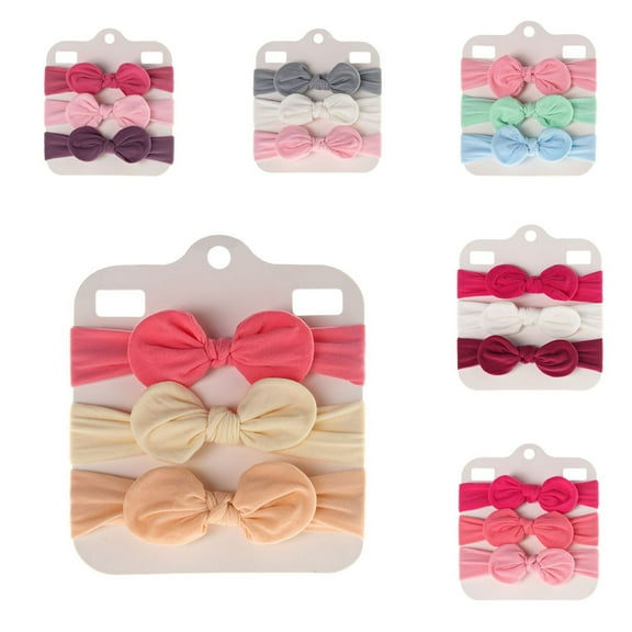 Dalrosia 3PCS Soft Headbands Baby Girls Nylon Headband with Hair Bow Hairbands Hair Accessories for Newborn Infant Toddler Kids