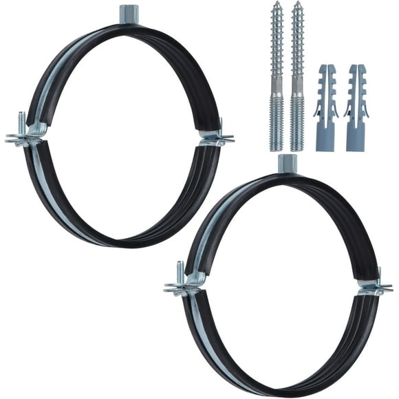 shiyou-2 PCS Split Ring Pipe Hanger, Heavy Duty Adjustable Pipe Bracket Clamp with Screw & Expansion Tube, Wall Ceiling Mount Galvanized Iron Pipe Strap Supports for Pipe OD 4.9-5.1 Inch(125-130mm)
