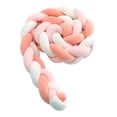 thumbnail image 1 of Baby Crib Bumper - 3 Braided Snake Velvet Protection for Newborn Nursery Bed, Pink White Sunset Red - 4M, Compatible with DEBUN, 1 of 5