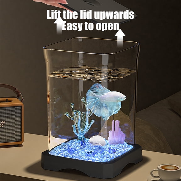 Upgraded Fish Tank – Desktop Mini Fish Tank, Black Home Storage and Organization