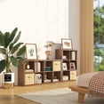 thumbnail image 5 of Bookshelf with Storage Bin, 6-Cube Storage Organizer, Modern Wood Open Bookcase, Multifunctional Display Shelf for Living Room, Bedroom, Home Office, Classic Oak, 5 of 7