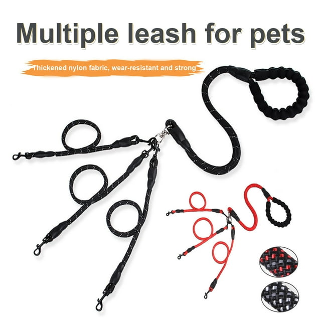 Visland 3-Way Adjustable Nylon Dog Leash Kit with Multi-Handle Wear-Resistant Rope Straps Removable 360-degree Rotation Buckle Pet Traction Rope for Medium Large Dogs
