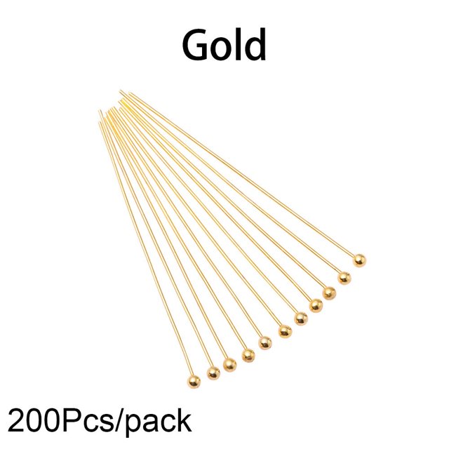 50-200 unids/lote 16 20 25 30 40 50 mm alfileres de cabeza de bola de Metal dorado para hacer joyería Diy alfileres de cabeza hallazgos Dia 0,5mm suministros Tan Jianjun unisex