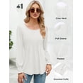 thumbnail image 2 of ZHENWEI Women's Fall Puff Long Sleeve Tunic Tops Pleated Crew Neck T-Shirts Casual Loose Blouse with Smocked Cuffs, 2 of 7