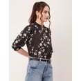 thumbnail image 3 of Moomaya Printed Puff Sleeve Tops, Band Collar, Semi-Formal Tops For Women, 3 of 9