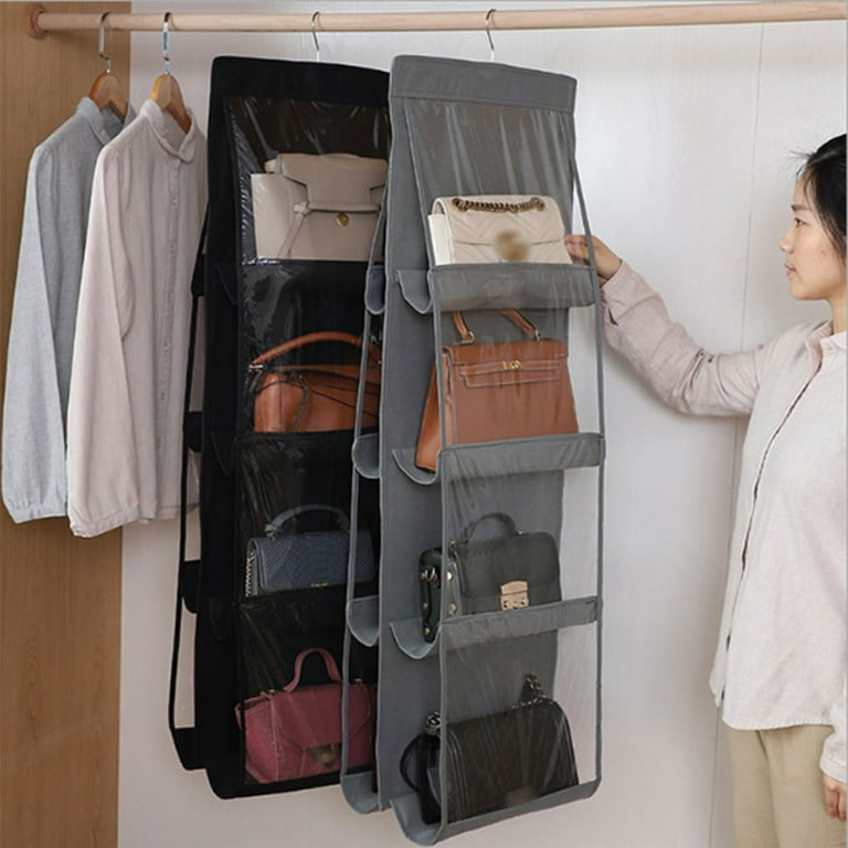 6 Pocket Bag Handbag Storage Holder Organizer Wardrobe Rack Hook Bag Hanging