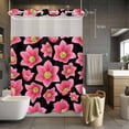 thumbnail image 2 of No Hook Shower Curtain with Snap in Liner, Pastoral Pink Floral Watercolor Waterproof Fabric Bathroom Curtain Mesh Top Window, Modern Minimalist Art Shower Curtains 60x72in, 2 of 9