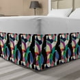 thumbnail image 1 of Abstract Bed Skirt, Vintage Art Deco Circles Style Motifs Colorful Arrangement 60's Style Print, Elastic Bedskirt Dust Ruffle Wrap Around for Bedding Decor, 4 Sizes, Multicolor Black, by Ambesonne, 1 of 2