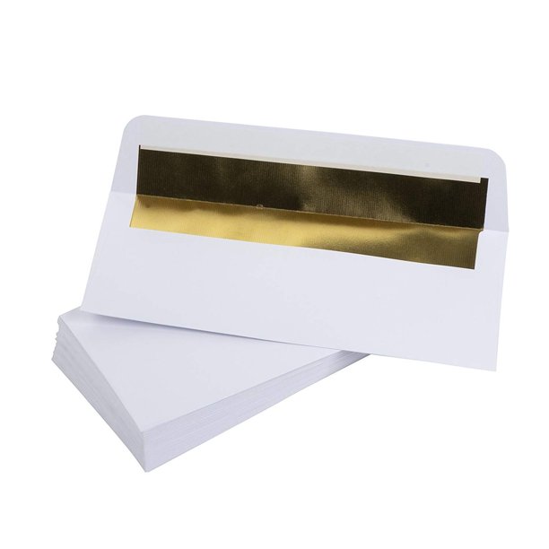 10 Gold Foil Lined Business Envelopes 50Pack Bulk Square Flap