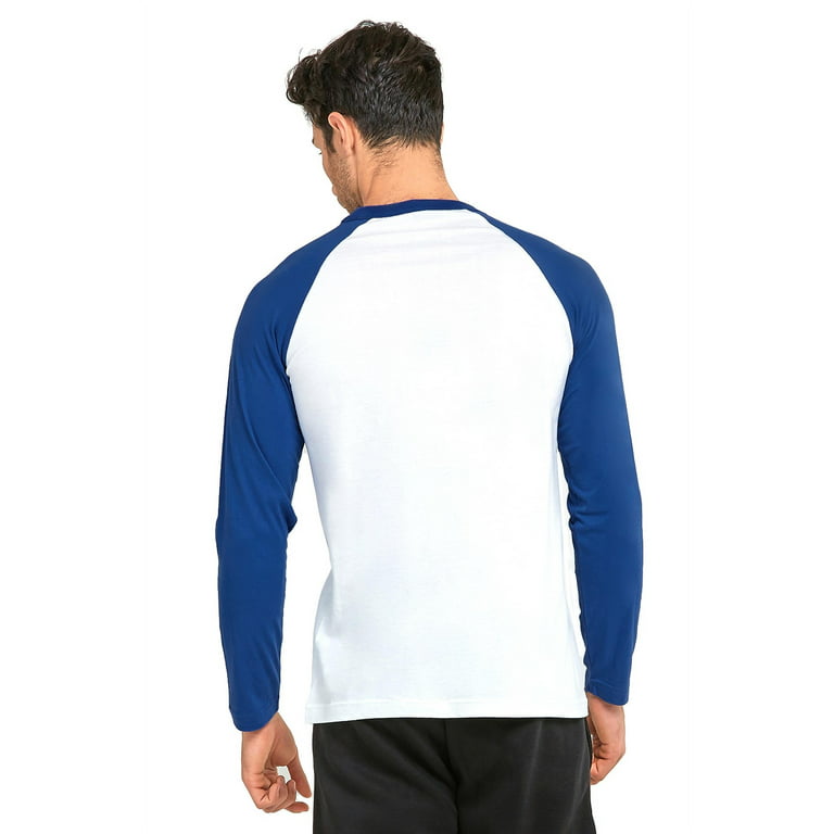 Men's Long Sleeve Baseball T-Shirt Jersey Raglan Two-Tone Active Tee 