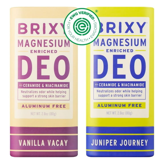 BRIXY Magnesium Deodorant, Odor Control With Ceramide & Niacinamide For Skin Health, Aluminum Free, Baking Soda Free, EWG VERIFIED, Sensitive Skin Deodorant, Vegan, Plastic Free, Light Scent (2 Pack)