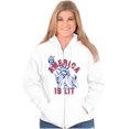 thumbnail image 4 of Statue of Liberty America is Lit Joke Zip Up Hoodie Men's Women's Brisco Brands M, 4 of 5