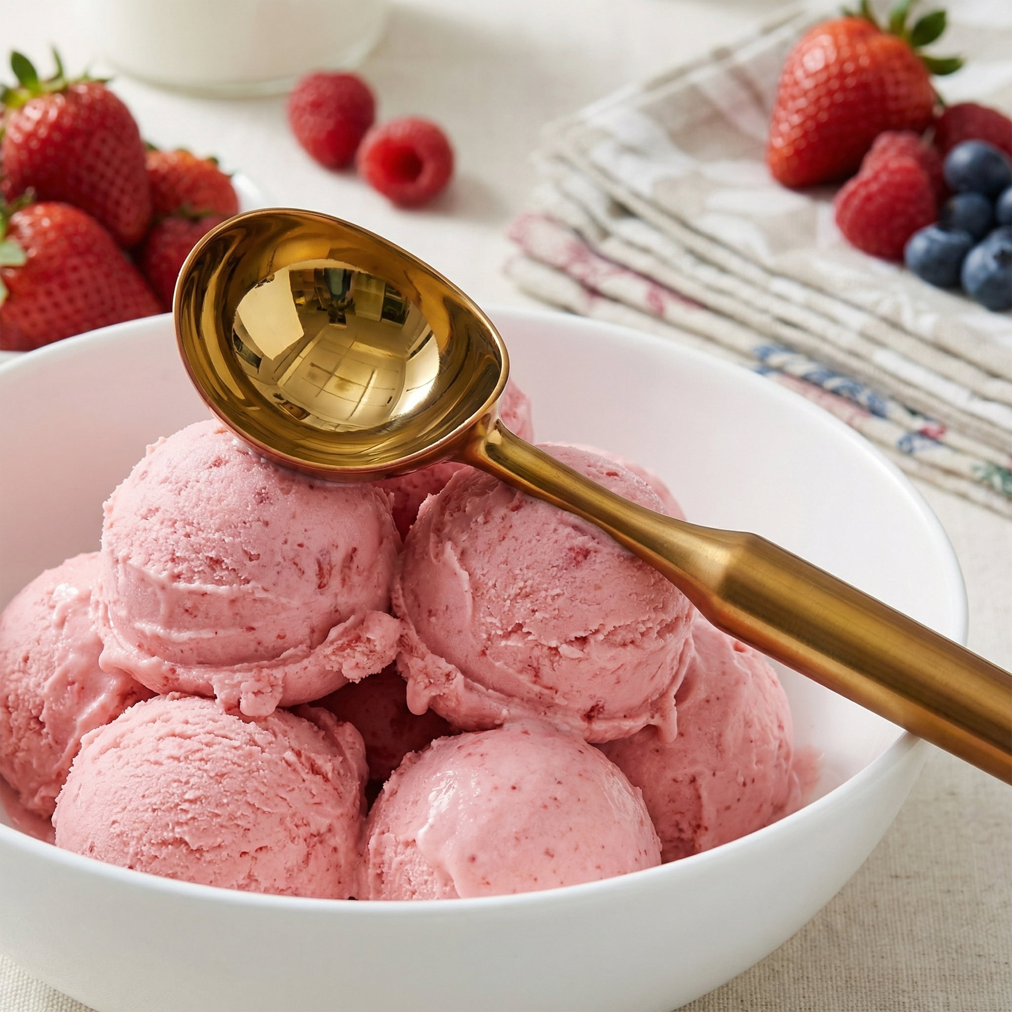 Unique Bargains Great Stainless Steel Ice Cream Scoop with useful Handle Red