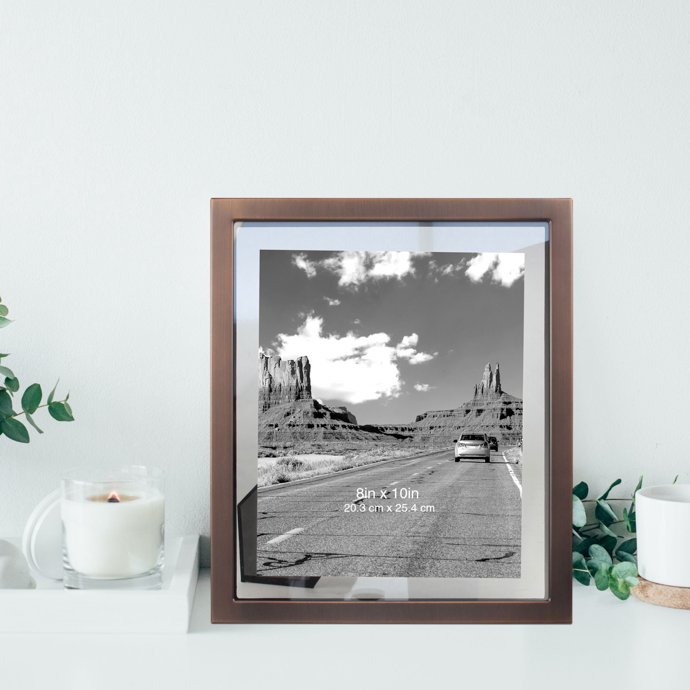 Better Homes & Gardens 8" x 10" Rectangle Metal Tabletop Floating Picture Frame, Antique Copper